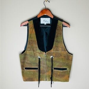 Solovedress Suede herenvest, regular fit, vintage zacht kunstleer, western cowboyvest, lila, M